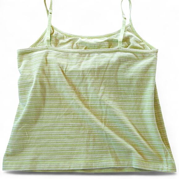 Vintage Eddie Bauer Y2K Cami Tank Top Shelf‎ Bra Sage Green Striped M Layer BTS - Picture 5 of 6